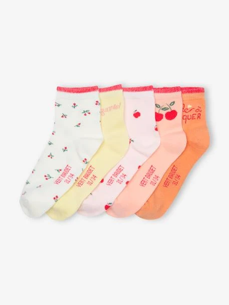 Lot De 5 Paires De Mi-chaussettes "Tutti Frutti" Fille Blush - Vertbaudet 1 Lot De 5 Paires De Mi-chaussettes "Tutti Frutti" Fille Blush - Vertbaudet