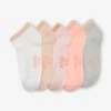 Lot De 5 Paires De Soquettes Fille En Maille Côtelée Rose Poudré - Vertbaudet