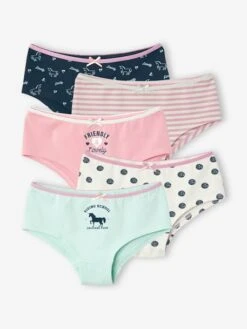 Lot De 5 Shorties Fille Lot Rose Et Bleu - Vertbaudet
