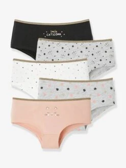 Lot De 5 Shorties Fille Lot Gris Clair Chiné - Vertbaudet