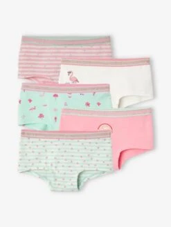 Lot De 5 Shorties Fille Lot Bleu Et Rose - Vertbaudet