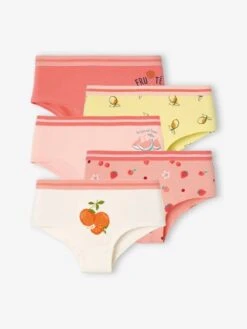 Lot De 5 Shorties Fruits Fille Pêche - Vertbaudet