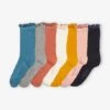 Lot De 7 Paires De Chaussettes Bicolores Fille BASICS Lot Bleu Ardoise Foncé - Vertbaudet