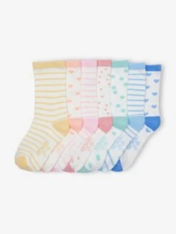 Lot De 7 Paires De Chaussettes Fille Semainier écru - Vertbaudet