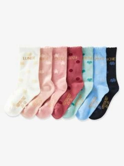 Lot De 7 Paires De Chaussettes Semainier Fille Lot Blush Imprimé - Vertbaudet