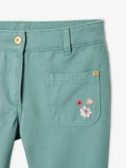 Pantacourt Brodé Fille Vert Fonce Uni Avec Decor - Vertbaudet -Petite Modeuse pantacourt brode fille 3