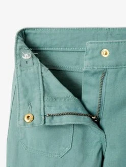 Pantacourt Brodé Fille Vert Fonce Uni Avec Decor - Vertbaudet -Petite Modeuse pantacourt brode fille 5