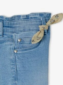 Pantacourt Denim à Noeud Fille Stone - Vertbaudet -Petite Modeuse pantacourt denim a noeud fille 5