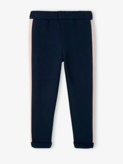 Pantalon De Sport Fille En Molleton Bandes Côtés Marine - Vertbaudet -Petite Modeuse pantalon de sport fille en molleton bandes cotes 2
