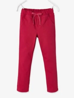 Pantalon Droit Indestructible Fille Doublé Maille Polaire Rouge Foncé - Vertbaudet -Petite Modeuse pantalon droit indestructible fille double maille polaire 3
