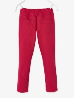 Pantalon Droit Indestructible Fille Doublé Maille Polaire Rouge Foncé - Vertbaudet -Petite Modeuse pantalon droit indestructible fille double maille polaire 4