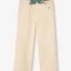 Pantalon évasé Fille Avec Ceinture En Gaze De Coton Encre - Vertbaudet