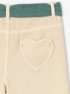 Pantalon évasé Fille Avec Ceinture En Gaze De Coton Encre - Vertbaudet -Petite Modeuse pantalon evase fille avec ceinture en gaze de coton 3