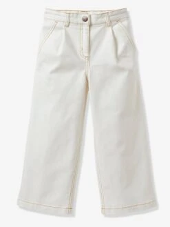 Pantalon Fille Large En Denim CYRILLUS Blanc Creme - Cyrillus