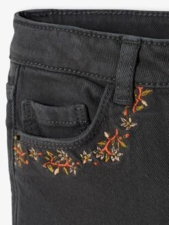 Pantalon Flare Brodé Aux Poches Fille Denim Black - Vertbaudet -Petite Modeuse pantalon flare brode aux poches fille 5