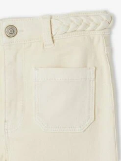 Pantalon Flare Fille Ceinture Tressée Fantaisie écru - Vertbaudet -Petite Modeuse pantalon flare fille ceinture tressee fantaisie 3