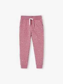 Pantalon Jogging Imprimé Fleurs Fille En Molleton Violet Imprimé - Vertbaudet -Petite Modeuse pantalon jogging imprime fleurs fille en molleton 3