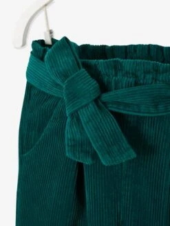Pantalon Large 7/8ème En Velours Fille Vert - Vertbaudet -Petite Modeuse pantalon large 78eme en velours fille 2