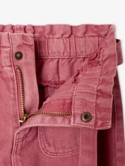 Pantalon Large Cropped Fille Avec Ceinture à Nouer Turquoise - Vertbaudet -Petite Modeuse pantalon large cropped fille avec ceinture a nouer 4