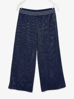 Pantalon Large De Fête Fille Tissu Plissé Et Irisé Marine Foncé - Vertbaudet