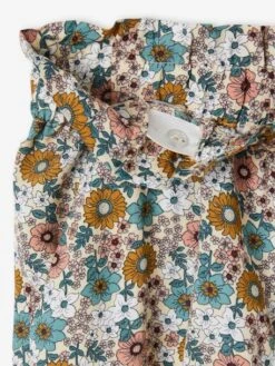 Pantalon Large Motifs Fleurs Fille Jaune Pâle - Vertbaudet -Petite Modeuse pantalon large motifs fleurs fille 3