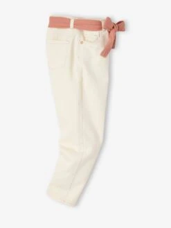 Pantalon "mom Fit" Et Sa Ceinture En Gaze De Coton Fille Moutarde - Vertbaudet -Petite Modeuse pantalon mom fit et sa ceinture en gaze de coton fille 4