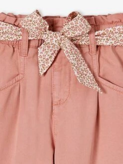 Pantalon Paperbag Fille Avec Ceinture Foulard Imprimée Blush - Vertbaudet -Petite Modeuse pantalon paperbag fille avec ceinture foulard imprimee 4