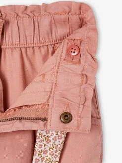 Pantalon Paperbag Fille Avec Ceinture Foulard Imprimée Blush - Vertbaudet -Petite Modeuse pantalon paperbag fille avec ceinture foulard imprimee 5