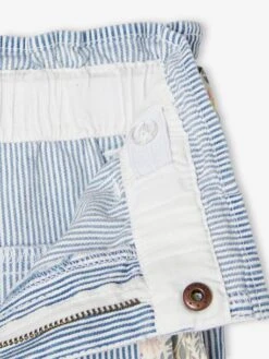 Pantalon Paperbag Rayé Fille Et Sa Ceinture Imprimée Fleurs Rayé Bleu - Vertbaudet -Petite Modeuse pantalon paperbag raye fille et sa ceinture imprimee fleurs 4