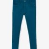 Pantalon Slim Fille MorphologiK Tour De Hanches LARGE Bleu Canard - Vertbaudet