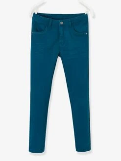 Pantalon Slim Fille MorphologiK Tour De Hanches LARGE Bleu Canard - Vertbaudet