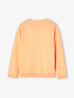 Pull Basics à Message Détails Irisés Fille Abricot Poudré - Vertbaudet -Petite Modeuse pull basics a message details irises fille 1