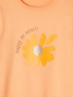 Pull Basics à Message Détails Irisés Fille Abricot Poudré - Vertbaudet -Petite Modeuse pull basics a message details irises fille 2