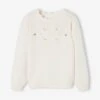 Pull Brodé Fleurs Fille écru - Vertbaudet
