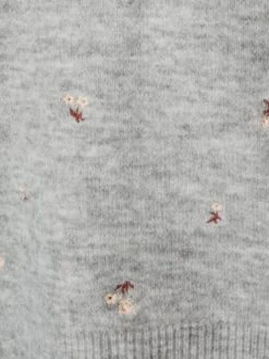 Pull Brodé Fleurs Fille Gris Chiné - Vertbaudet -Petite Modeuse pull brode fleurs fille 5