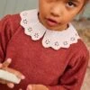 Pull Col En Broderie Anglaise Fille Cacao - Vertbaudet