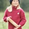 Pull Col Roulé En Maille Douillette Fille Framboise - Vertbaudet