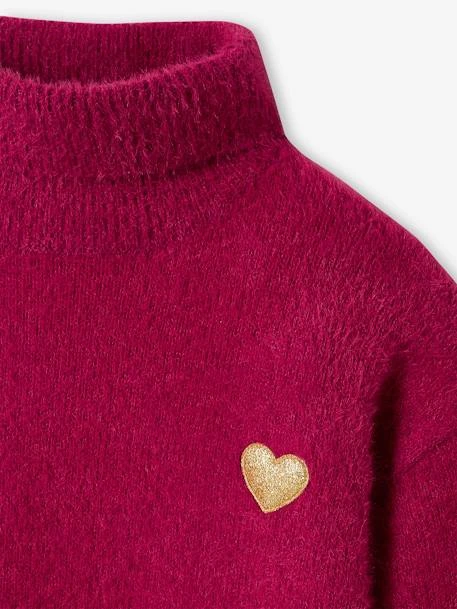 Pull Col Roulé En Maille Douillette Fille Framboise - Vertbaudet 4 Pull Col Roulé En Maille Douillette Fille Framboise - Vertbaudet – Image 4