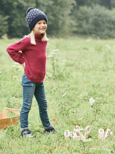 Pull Col Roulé En Maille Douillette Fille Framboise - Vertbaudet 5 Pull Col Roulé En Maille Douillette Fille Framboise - Vertbaudet – Image 5