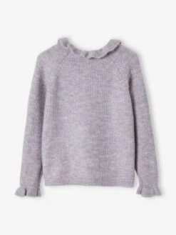 Pull Col Volanté En Maille Mousseuse Fille Parme - Vertbaudet -Petite Modeuse pull col volante en maille mousseuse fille 4