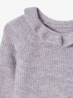 Pull Col Volanté En Maille Mousseuse Fille Parme - Vertbaudet -Petite Modeuse pull col volante en maille mousseuse fille 5