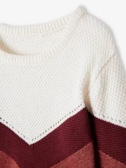 Pull Colorblock Fille Bordeaux - Vertbaudet -Petite Modeuse pull colorblock fille 2