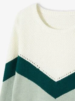 Pull Colorblock Fille Bordeaux - Vertbaudet -Petite Modeuse pull colorblock fille 5