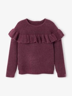 Pull Douceur à Volants Fille Rose - Vertbaudet