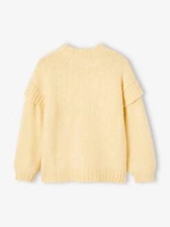 Pull Douillet à Torsades Et Volants Fille Jaune Pale - Vertbaudet -Petite Modeuse pull douillet a torsades et volants fille 3