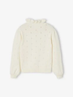 Pull Fantaisie Maille Pointelle Fille écru - Vertbaudet -Petite Modeuse pull fantaisie maille pointelle fille 4