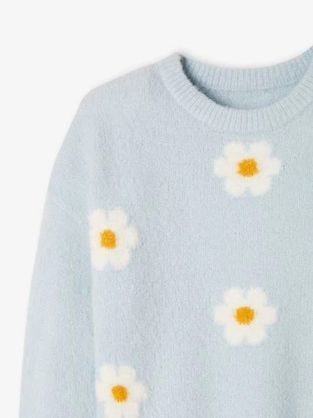 Pull Jacquard Duveteux Fille Bleu Ciel - Vertbaudet 3 Pull Jacquard Duveteux Fille Bleu Ciel - Vertbaudet – Image 3