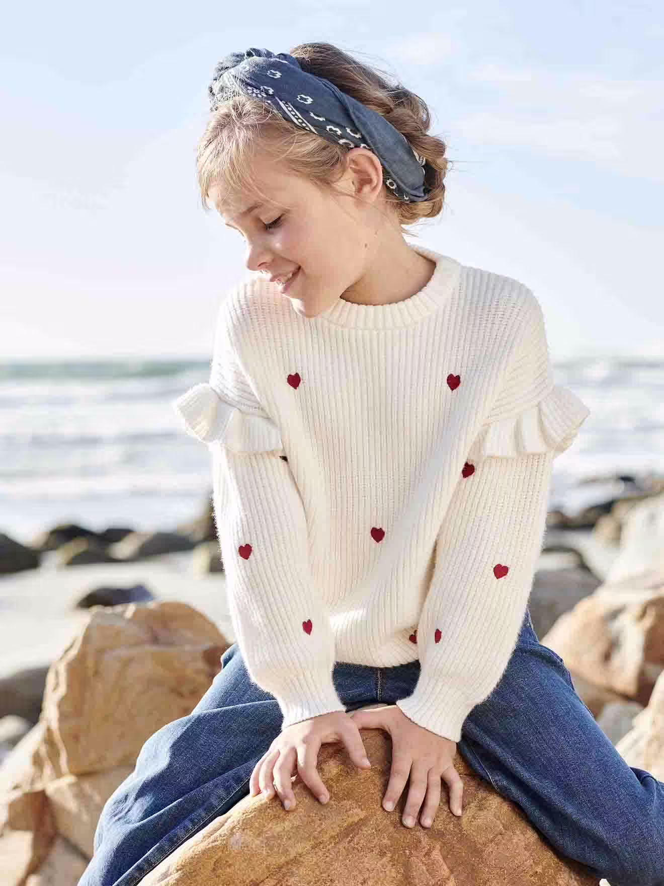 Petite Modeuse -Petite Modeuse pull manches volantees fille