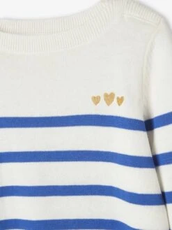 Pull Marinière Fille Détails Festonnés Rayé Bleu - Vertbaudet -Petite Modeuse pull mariniere fille details festonnes 2