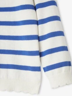Pull Marinière Fille Détails Festonnés Rayé Bleu - Vertbaudet -Petite Modeuse pull mariniere fille details festonnes 3
